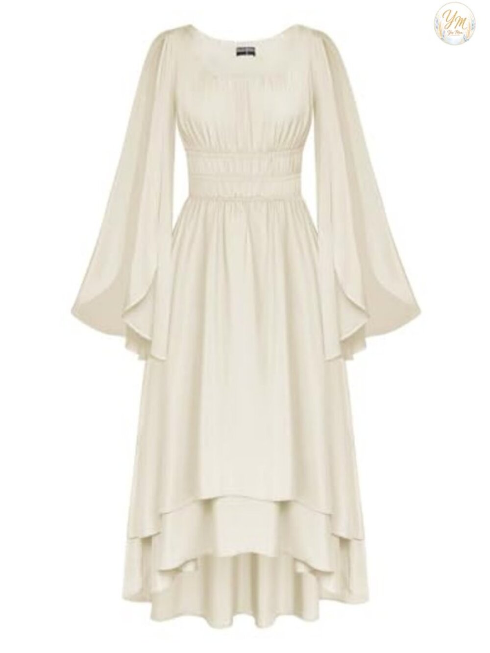 Renaissance Costume Split Bell Sleeve High Low Double Layer Dress